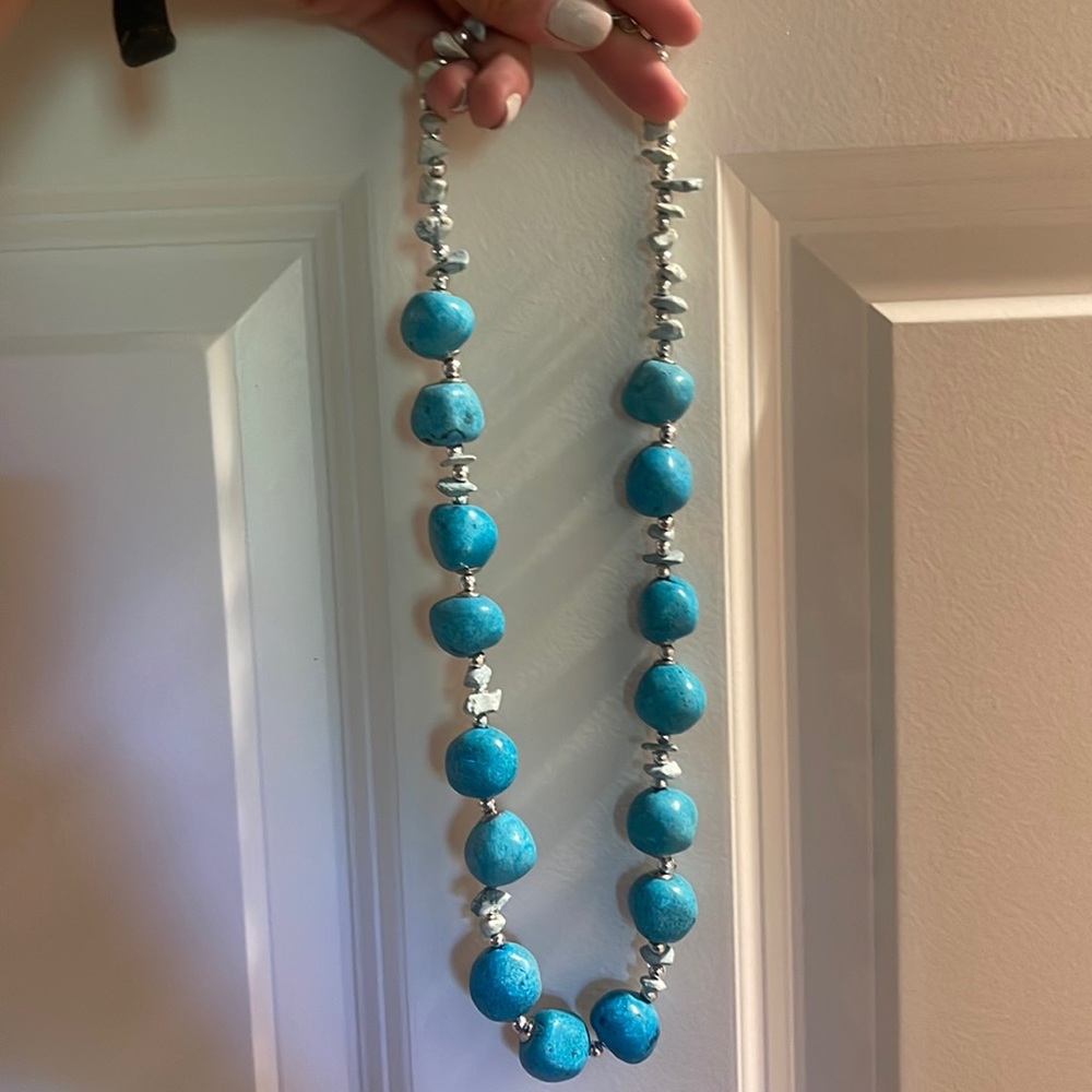 Blue beaded necklace